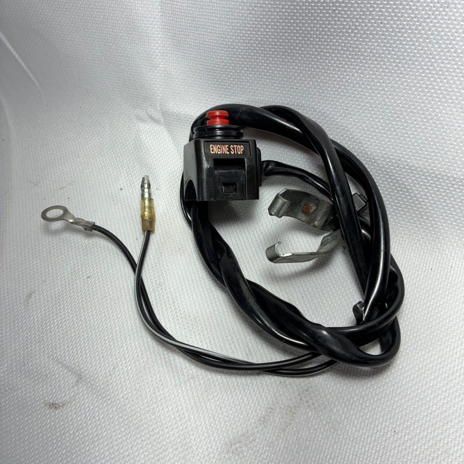 1990 Kawasaki KX125 OEM Engine Stop Kill Switch with Wiring and Clamp - 27010-1161