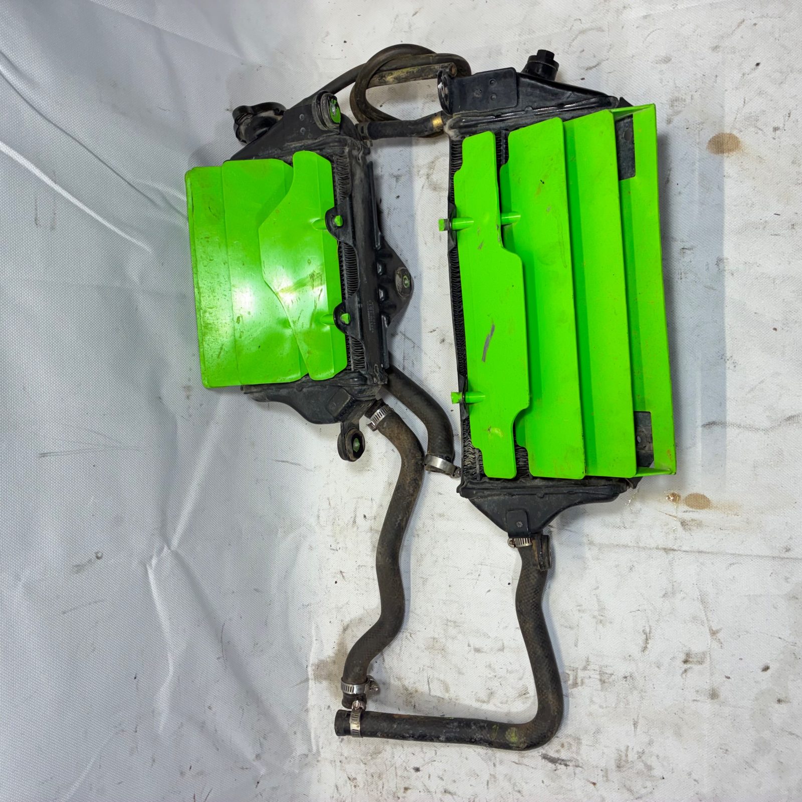 1990 Kawasaki KX125 OEM Left and Right Radiators with Hoses Complete Assembly