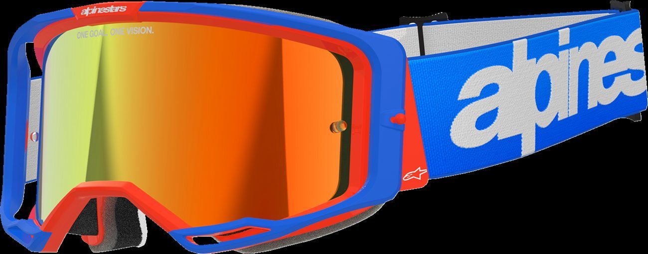 Alpinestars Vision 8 Wordmark Goggle Blue/Orange Red Mirror New