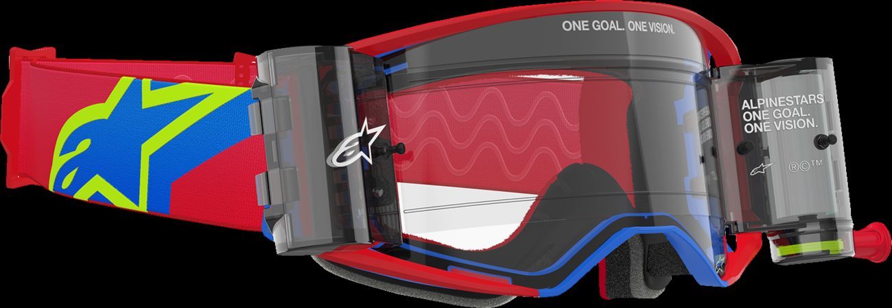 Alpinestars Supertech Corp Roll Off Goggle Red/Blue Clear Lens New