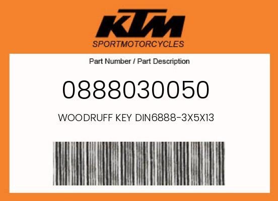 KTM Husqvarna GasGas Woodruff Key DIN6888 3x5x13 OEM 0888030050