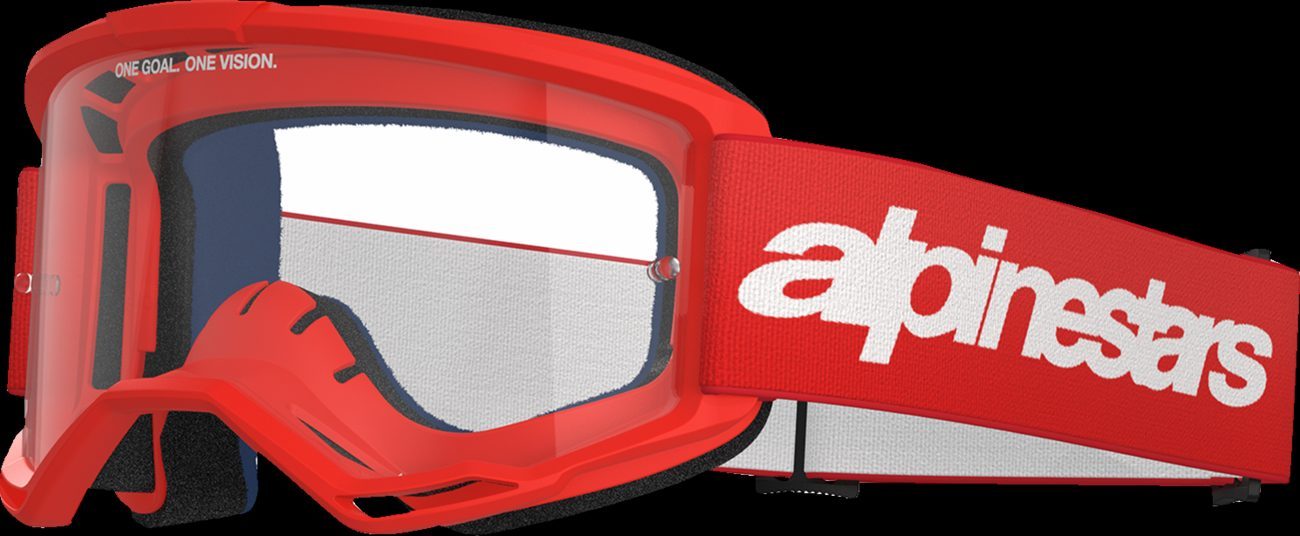 Alpinestars Vision 3 Word Goggle Wordmark Red Clear Lens New