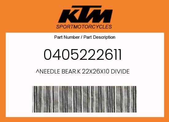KTM Husqvarna GasGas Needle Bearing 22X26X10 OEM New 0405222611