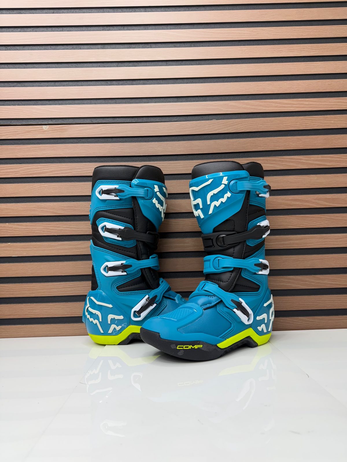 Fox Racing Youth Comp Boots Maui Blue Size 5 Youth Motocross MX New