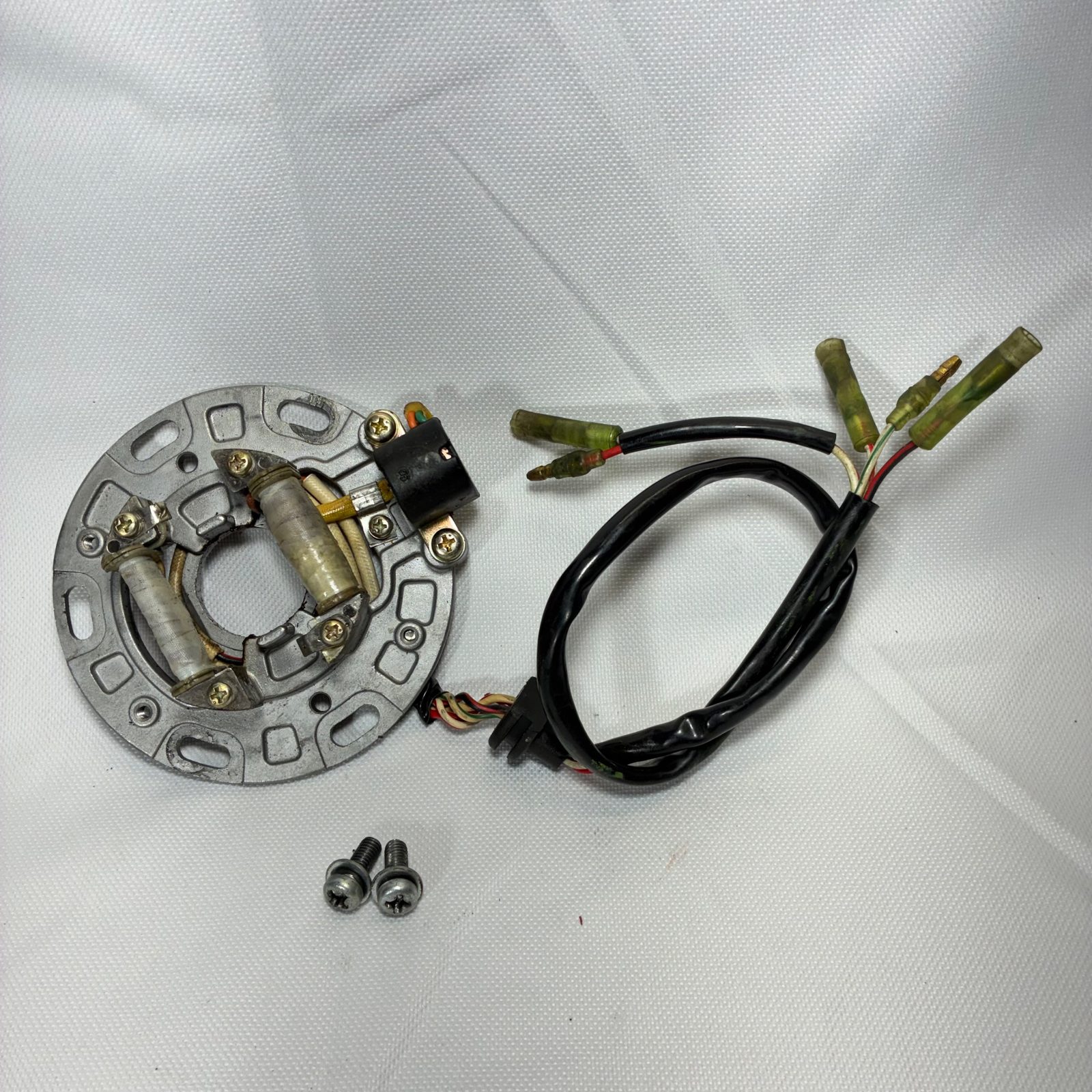 1990 Kawasaki KX125 OEM Ignition Stator Plate with Wiring and Bolts - 14031-1217
