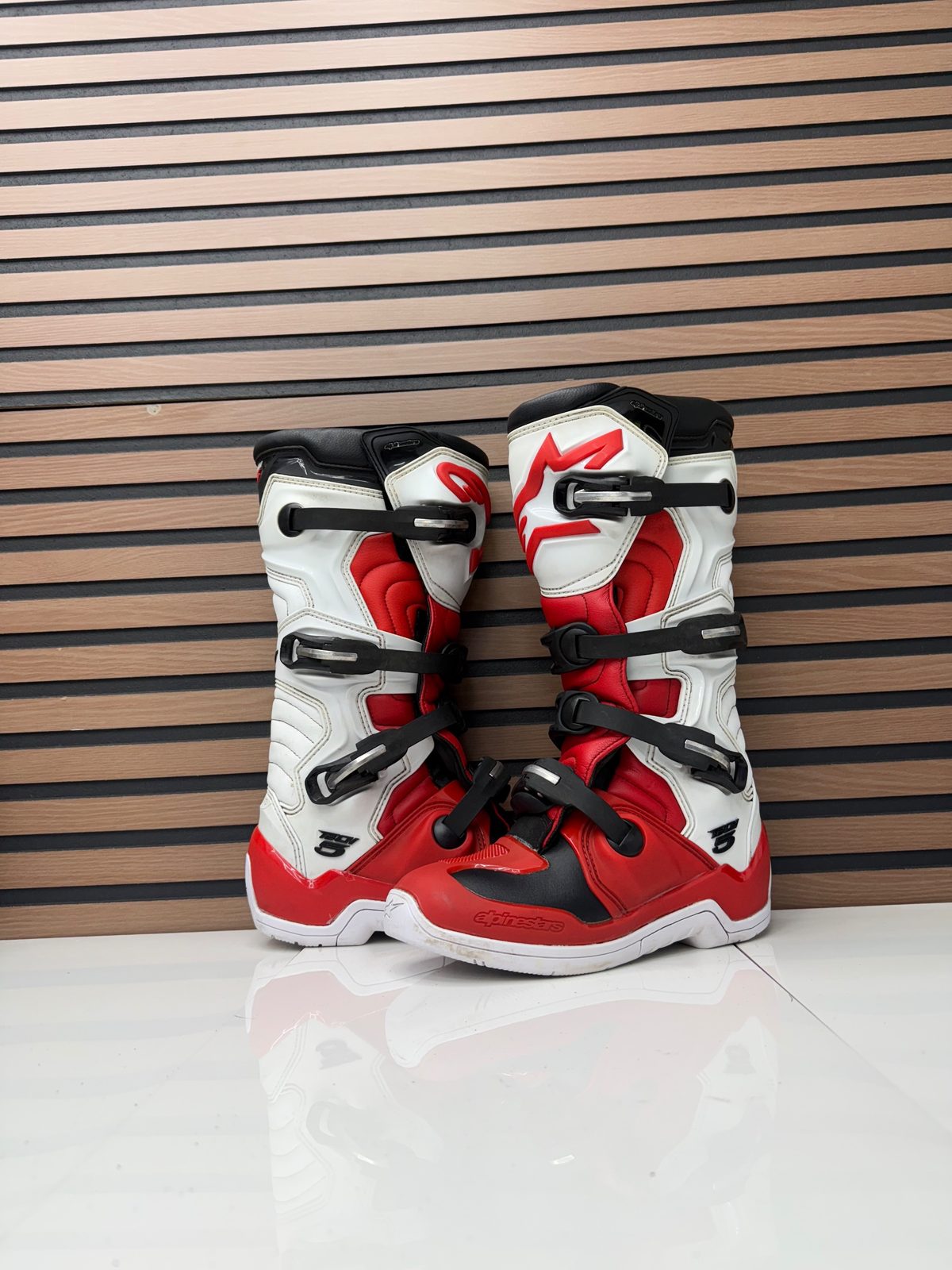 Alpinestars Tech 5 Motocross Boots Red / White Size 8 US - Used MX Off-Road