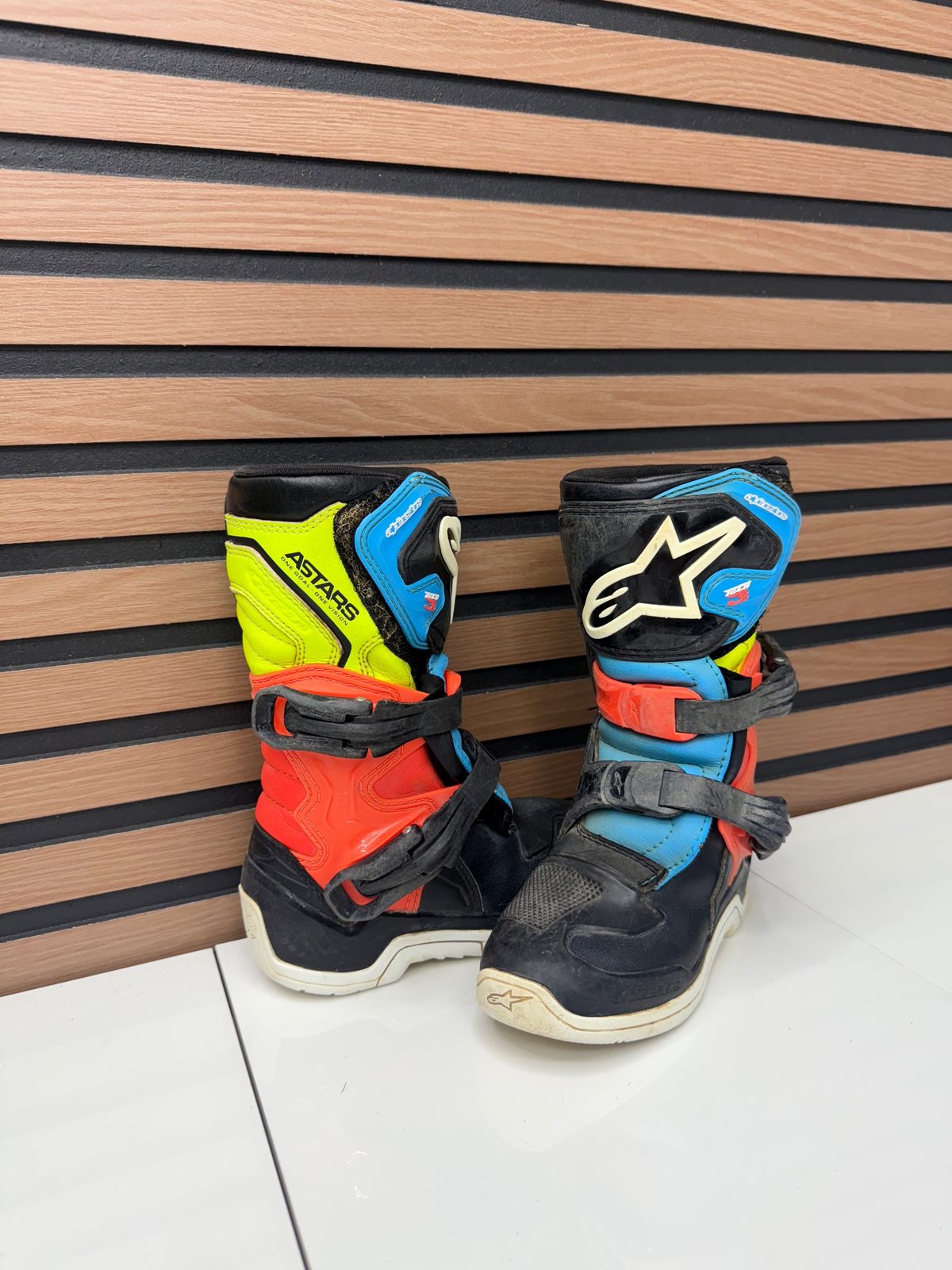 Alpinestars Tech 3S Kids Youth Motocross Boots Orange Blue Black Size 11J
