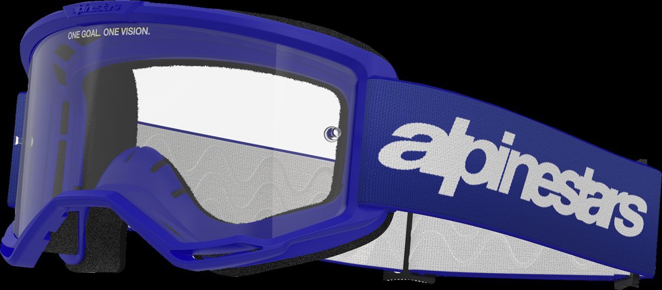 Alpinestars Vision 3 Word Goggle Wordmark Blue Clear Lens New