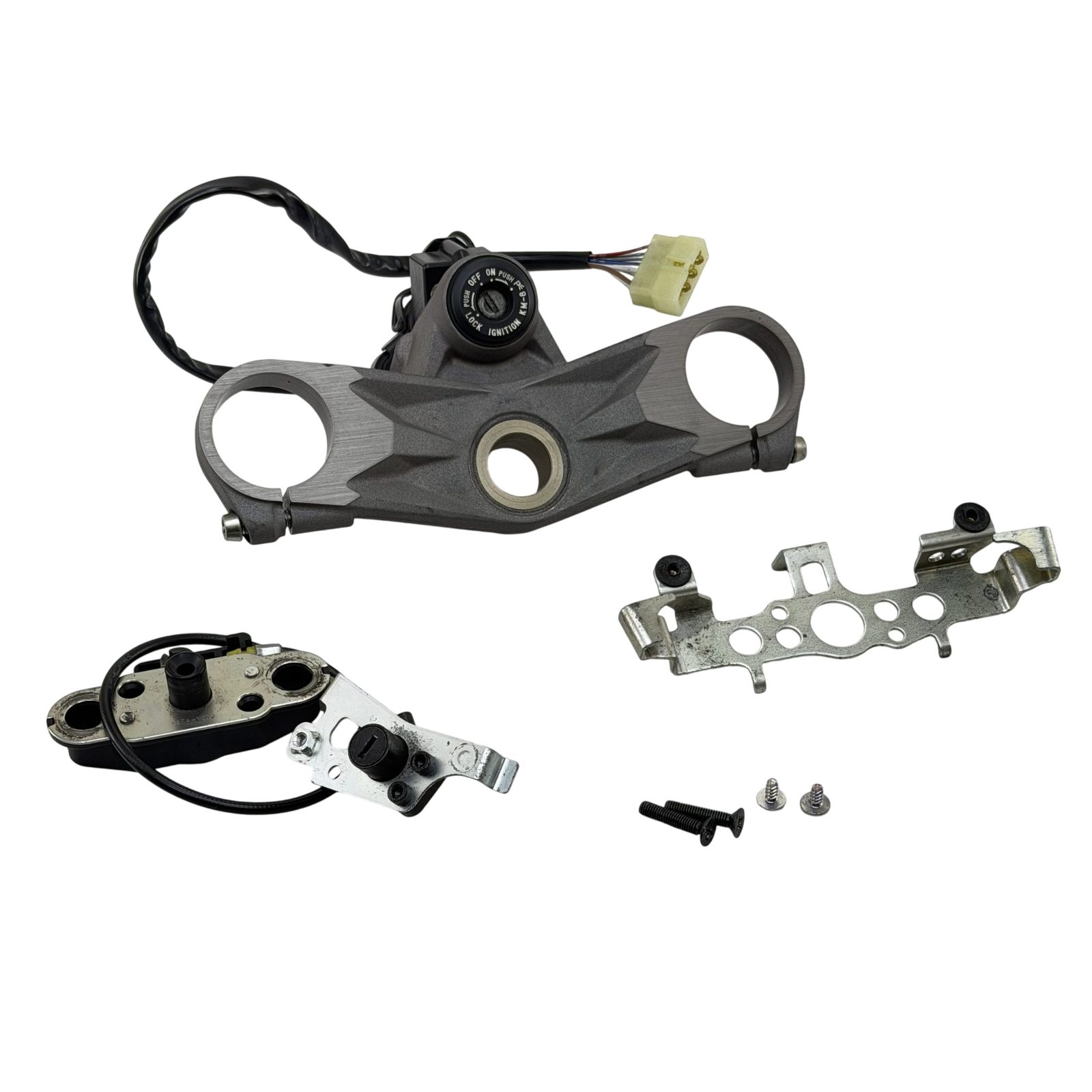 2007 - 2008 KAWASAKI NINJA ZX6R ZX-6R TRIPLE CLAMP LOCK SET COMPLETE ASSEMBLY 44037-0074