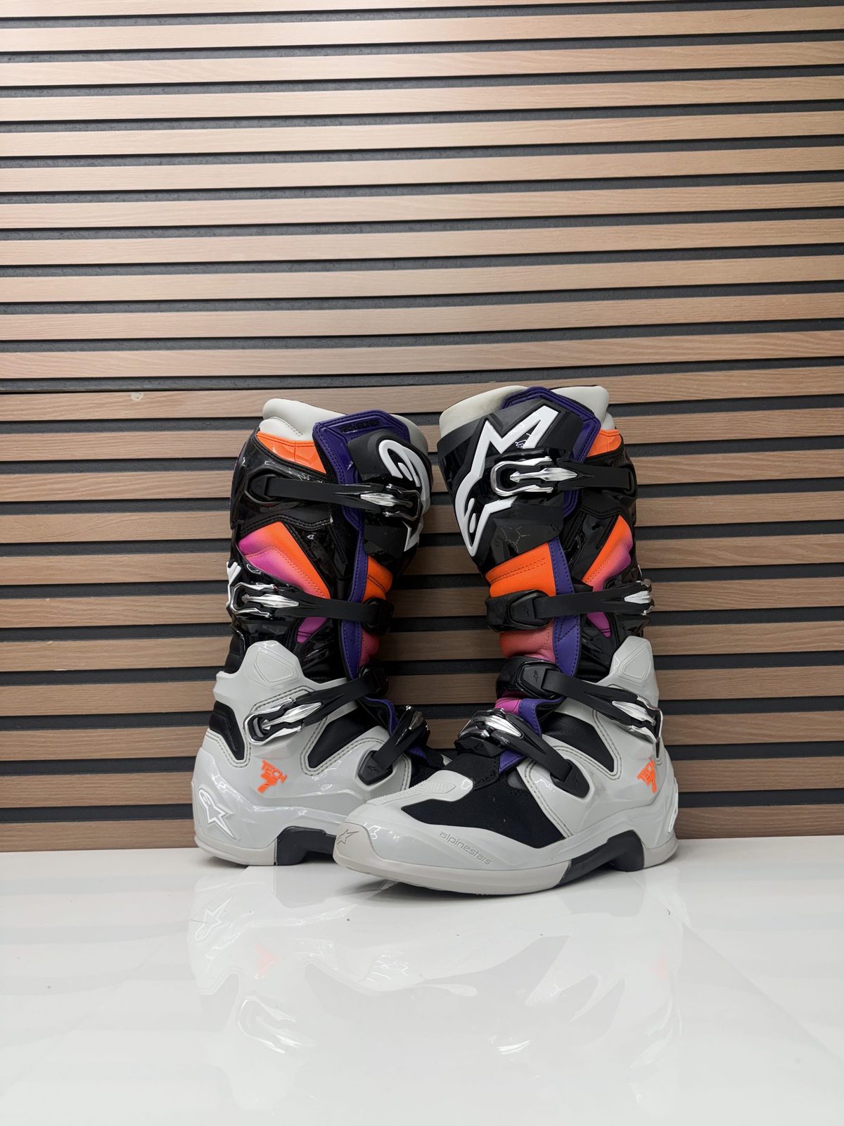 Alpinestars Tech 7 Boots Grey / Purple / Orange - Size 10 US